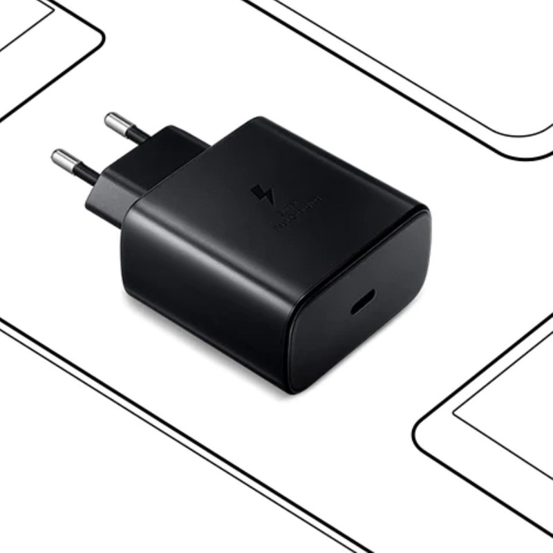 شارژر دیواری سامسونگ مدل EP-TA4510 45W دو پین به همراه کابل تبدیل USB-C با گارانتی ۶ ماه شرکتی